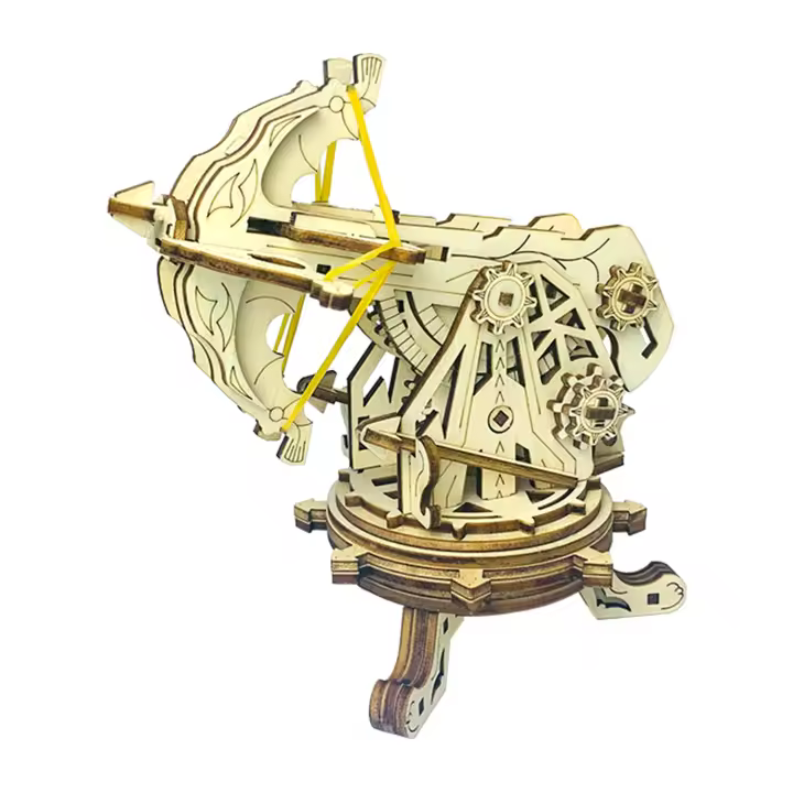 DAM. Maqueta de Madera 3D, con movimiento mecánico diseño de Ballesta de asedio de la Edad Media. 126 piezas. 3x12x14cm. - 1