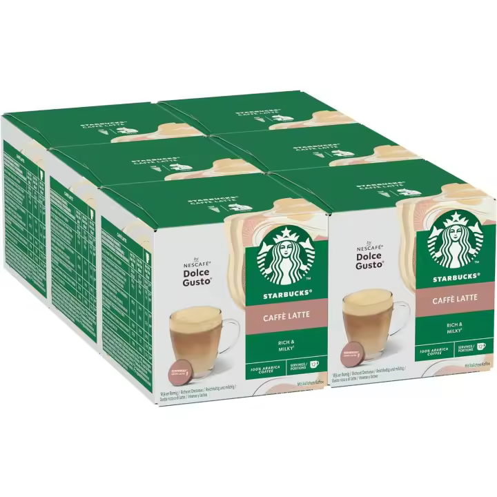 STARBUCKS  Caffè Latte de Nescafé Dolce Gusto, Cápsulas de Café 6 x 12 (72 Cápsulas) - 1