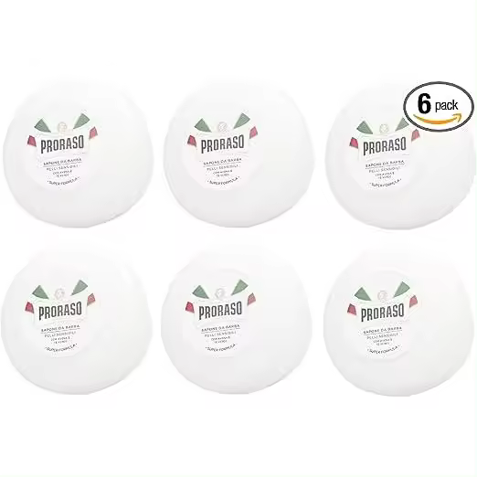 Jabón de afeitar de color blanco, 6 unidades, 150 ml, Proraso - 1