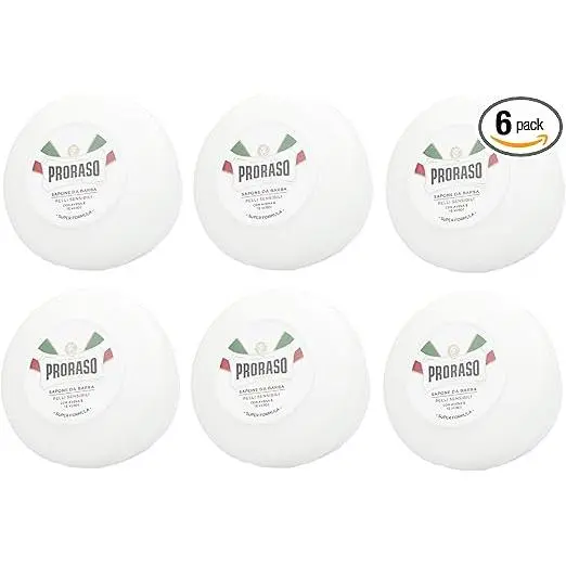 Jabón de afeitar de color blanco, 6 unidades, 150 ml, Proraso - 1