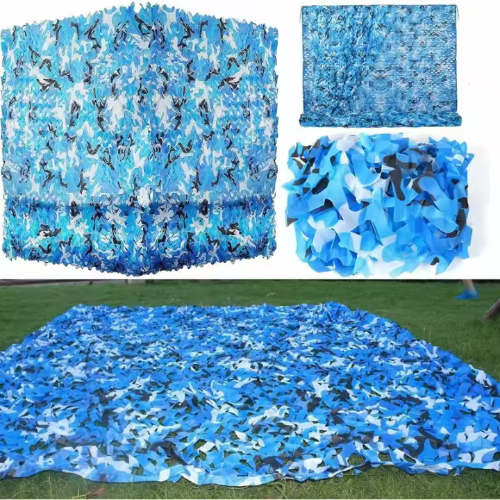 Red De Camuflaje, Vela De Sombra De Camuflaje, Red De Protección De Jardín para Caza, Sombreado, Decoración De Camuflaje, Red De Sombra, Protección Solar para Terraza, Azul, 4x5m - 1