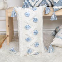 Funda De Cojín Rectangular Azul Con Patrón Geométrico Y Lazos Para Decoración Del Sofá Y La Habitación 100% Poliéster Lavable - details 20