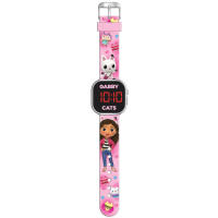 Gabby Reloj LED La Casa de Muñecas de Gabby 18x7,5x3cm, Gabbys Dollhouse Reloj Digital Infantil Niña, Color Rosa - details 0