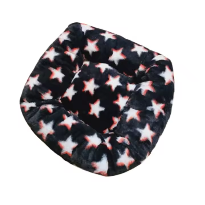 Cama Redonda Acolchada y Antideslizante para Mascotas, Diseño de Estrellas, Tallas M - ANIMALUJOS - 1