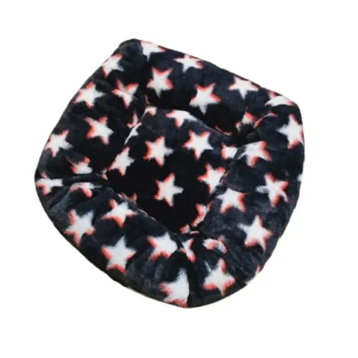 Cama Redonda Acolchada y Antideslizante para Mascotas, Diseño de Estrellas, Tallas M - ANIMALUJOS - 1