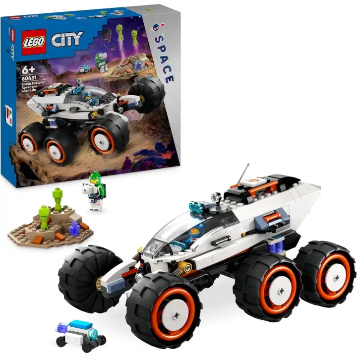 LEGO City Róver Explorador Espacial y Vida Extraterrestre, Vehículo del Espacio de Juguete, Regalo de Cumpleaños para Niños y Niñas de 6 Años o Más con 2 Minifiguras, Figuras Robot y Alien 60431 - 1