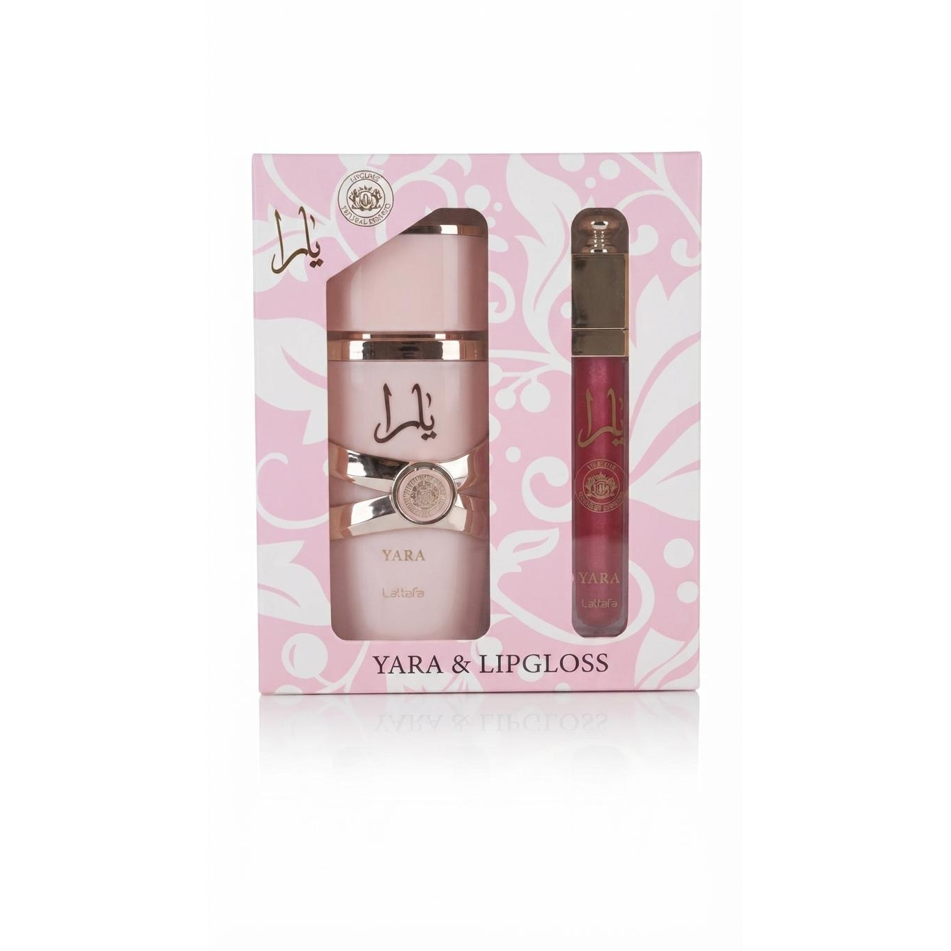 Estuche Lattafa Yara Perfume EdP + Brillo de Labios | Set de Regalo Fragancia Árabe Mujer