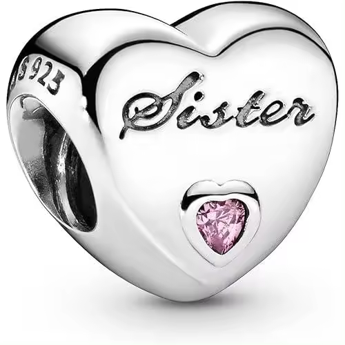 PANDORA Charm de circonita cúbica con diseño de hermana en plata de ley, Metal, Circonita Cúbica - 1
