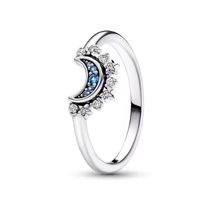 PANDORA Anillo Luna Celestial 192675C01-58 Plata 925ML Pavé Azul - 1