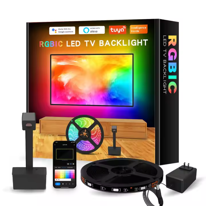 Tira De Luces LED RGBIC WiFi Sincronización De Pantalla De TV Y Juego Ambiente Para Dormitorio Fondo De TV Control Por App Musica - 1