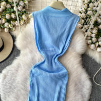 Vestido Bodycon Mini De Color Sólido Con Cuello Redondo Y Cremallera Lateral Para Mujer Vestido Sin Mangas Estilo Casual Y Elegante Para Oficina Y Verano - details 12