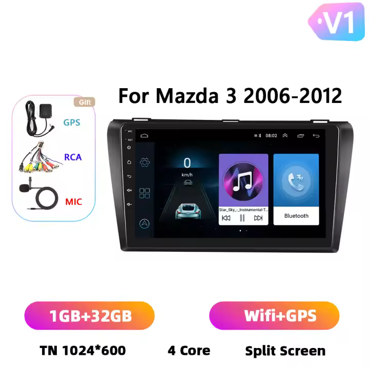 Podofo Radio de coche Android 2 Din para Mazda 3 2006 2007 2008 2009 2010 2011 2012 Carplay 8+128GB AI Voice WIFI+4G DSP GPS Navegación Multimedia Reproductor de Video - 1