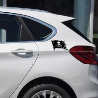 Pirata Jolly Roger Adorno De Coche Estilo Vinyl Negro/Blanco/Laser Decoración Para Ventanas Y Puertas De Coche - details 3