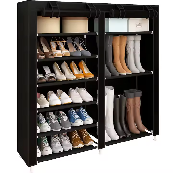 Nyana Armario Zapatero Tela para Zapatos y Botas con Puertas Cremallera 110x120x30cm - Organizador de Zapatos con 27 Pares de Almacenamiento - 1