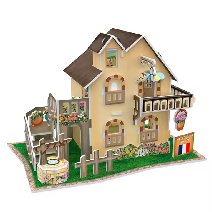 DAM. Puzle 3D WORLD STYLE ESTILO CLASICO FRANCIA Casa con jardín 17x11x11cm. - 1