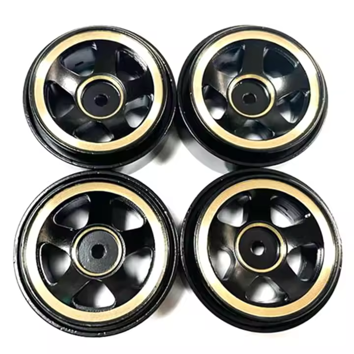 Ruedas de Portaabujas de Latón 1.0 Beadlock para Coche de Crawler RC Axial SCX24 1/24 Piezas de Actualización de Automóvil Color Negro Unisex Fabricado en China - 1