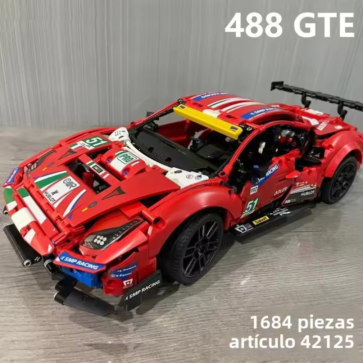 Bloques De Construcción De Carreras De Física Técnica 488 GTE AF Para Niños Modelo De Coche Deportivo Compatible Con 42125 Juguete De Montaje Para Niños - 1