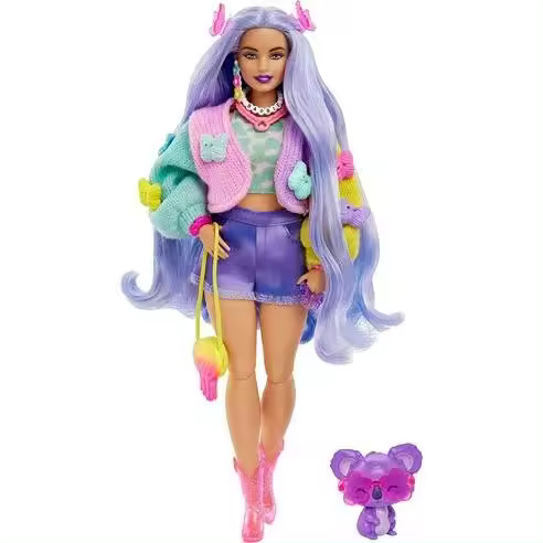 Mattel Barbie - Muñeca Mariposa con Koala 15 Piezas - Curvas - Pelo Largo de Lavanda - 1