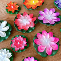 Lanternas Flotantes De Loto Impermeables Decorativas Para Piscina Luz LED Operada Por Batería Vela De Loto Para Bendición - details 8