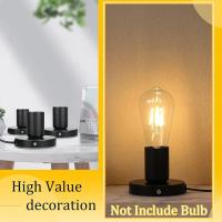 Soporte De Luz Metálico Para Bombilla E27 Con Interruptor Y Cuerda 2PCS Base De Mesa Negra Para Habitación Material Metal - details 5