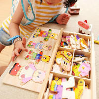-rompecabezas de madera de Pequeño Oso para niños, juego de vestir, juguete educativo para bebés, cambia la ropa - details 0