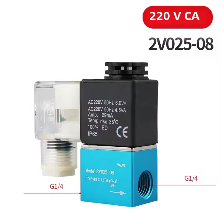 Válvula De Solenoide Pneumática 2V025-08 De Posición Y Puerto 2 Con Tamaño 1/4" Válvula Normalmente Cerrada 12V 24V 110V 220V - 1