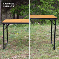 Aktive - Mesa plegable aluminio 120x60 cm acabado bambú, con 4 taburetes acero, regulable 60/70 cm, portátil con asa - details 4