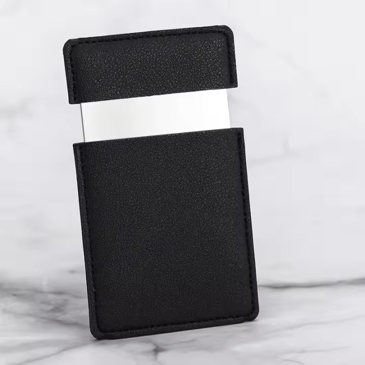 Espejo De Maquillaje Ultrafino De Acero Inoxidable Resistente a Golpes Con Funda De Cuero PU Portátil Para Carteles - 1