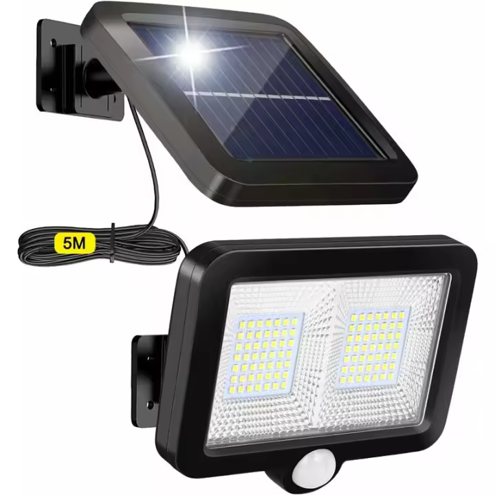 Detector de movimiento de lámpara solar para exteriores, foco solar para exteriores de 98 LED, lámparas solares con cable de 5 m, 1 unidad - 1