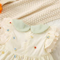 Vestido De Princesa Para Bebés Verano Vestido A-Line Con Encaje Y Bordado De Flor Vestido De Niña Dulce Sin Mangas Largo De Rodilla Algodón Y Poliéster Talla True Fit - details 6