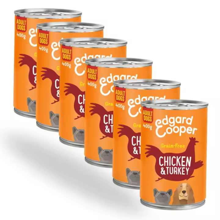 Comida humeda EDGARD & COOPER para perros ADULT Pollo y Pavo 6 x 400 gr - 1