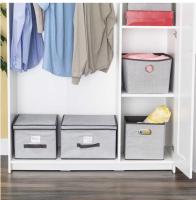 Cajas de almacenamiento plegables de tela con tapas Caja decorativa de tela ，cesta organizadora con asas para ahorrar espacio para ropa - details 2