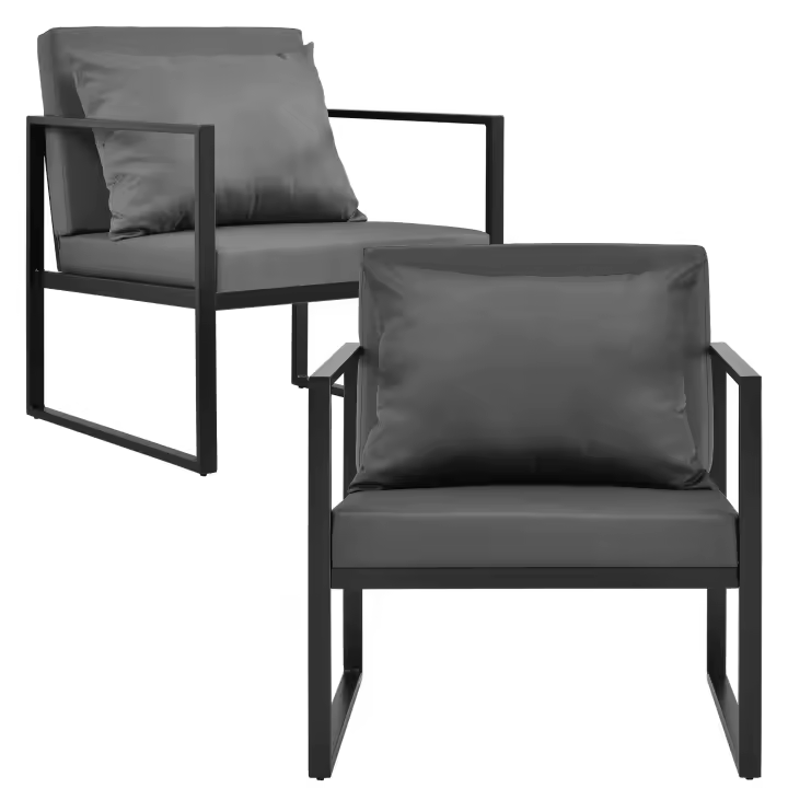 [casa.pro]® 2 x sillón silla de jardín 70 x 60 x 60 cm set de 2 muebles de jardín para exterior negro - 1