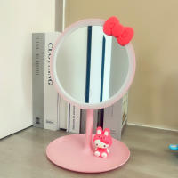Espejo De Maquillaje Kawaii Sanrio Hello Kitty My Melody Kuromi Con Tres Luces De Color LED Espejo HD De Escritorio Con Almacenamiento Regalo Para Jóvenes Adultos - details 2