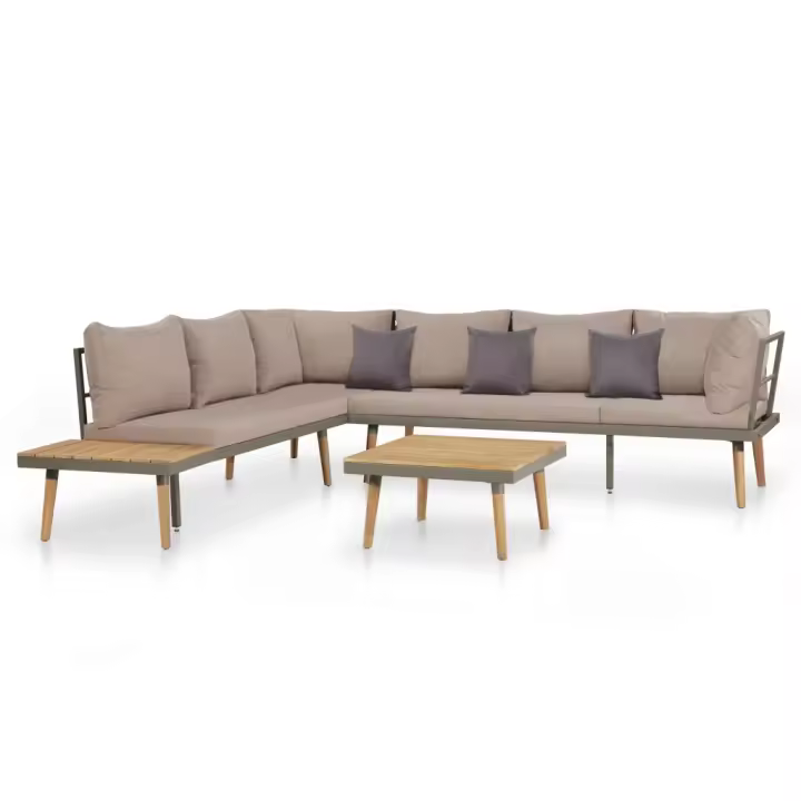 vidaXL Juego muebles de jardín 4 piezas y cojines madera maciza acacia - 1