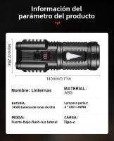 Linterna LED Multifuncional COB Con Iluminación Lateral Para Camping Recargable Por USB Pantalla Inteligente Y Luz De Emergencia - details 10