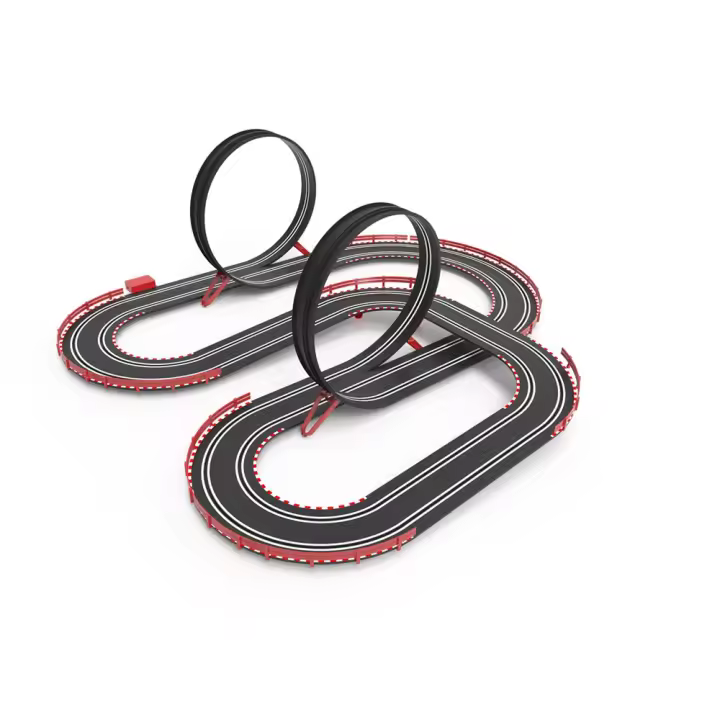 Pista Scalextric Compac Fórmula Race to Win. Incluye coches,mando con turbo,vallas,puente,rampa y looping.5,6 metros de pista 114x107 cm (C10510S500) - 1