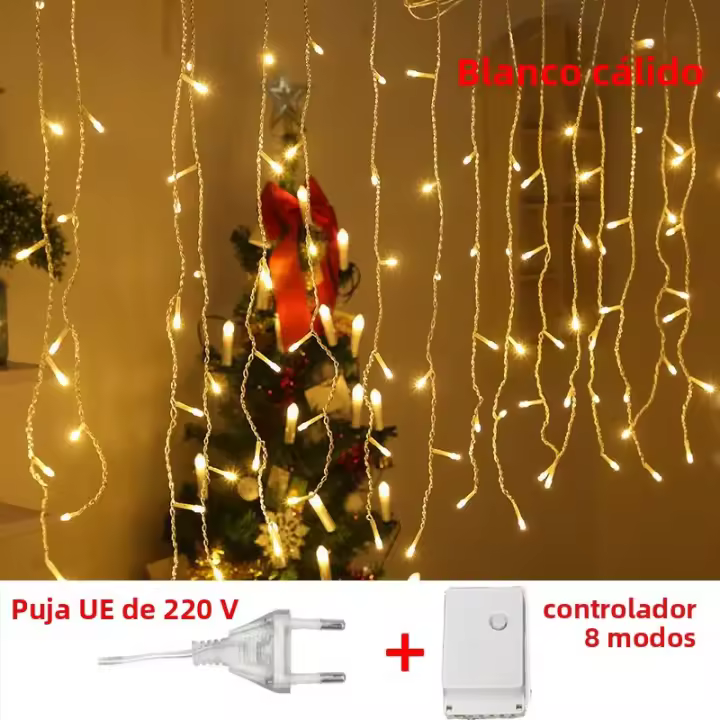 Luces De Navidad LED En Forma De Copo De Nieve 4M Cortina De Hielo Que Brillan Para Decoración De Fiesta De Boda Y Navidad Instalación Fácil En Techos Escaleras Y Muros - 1
