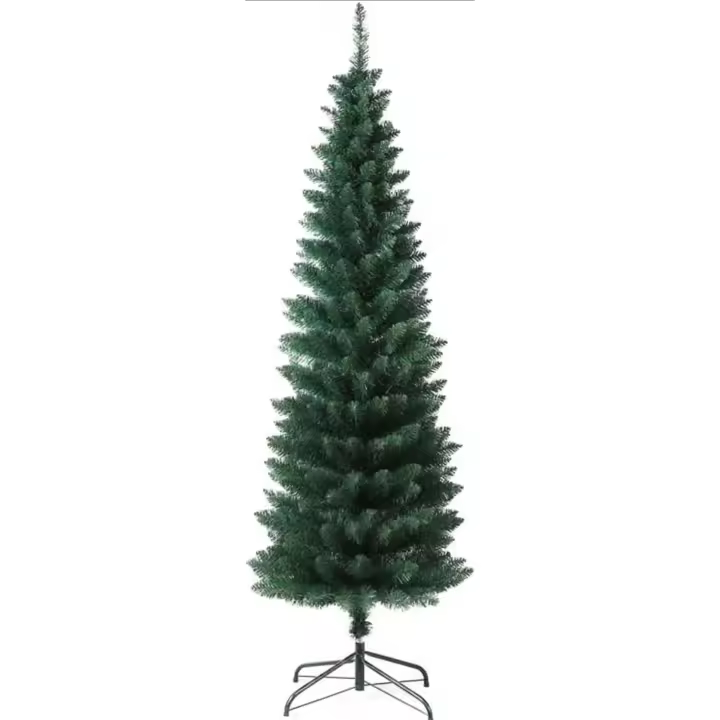 MEJORADA Árbol de Navidad SLIM/ESTRECHO Artificial Abeto Fino de Hoja Espumillón 150-210cm Arboles C/Soporte Metálico - 1