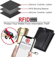 Cartera Hombre Cuero with Monedero Billetera Hombre with RFID Bloqueo Billeteras Bifold Hombres Monedero Hombre Pequeño with Cremallera 14 Ranaduras para Tarjetas Carteras para Hombre with Cadena - details 3