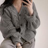 Chaqueta De Suéter De Punto Para Mujer Estilo Coreano Grueso Otoño Invierno Casual Manga Larga Suelta Color Sólido Para Females - details 7