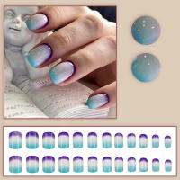 Kit De Uñas Postizas De Presión Para Mujeres Y Niñas 24 Piezas Juego De Uñas Postizas Cortas Cuadradas Con Diseño De Flores Geométricas Y Brillo Moda Oficina - details 13