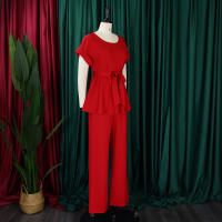 Conjunto De Pantalones Y Blusa Elegante Para Mujer Traje De Oficina Con Cinturón Alto Ajustado Ropa Trasera Larga Estilo Recto - details 3