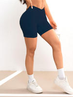 Shorts De Yoga Para Mujer Con Cintura Cruzada V 3.5 Shorts De Entrenamiento Fitness Deportivos Sin Bolsillos Regular Nylon Spandex - details 27