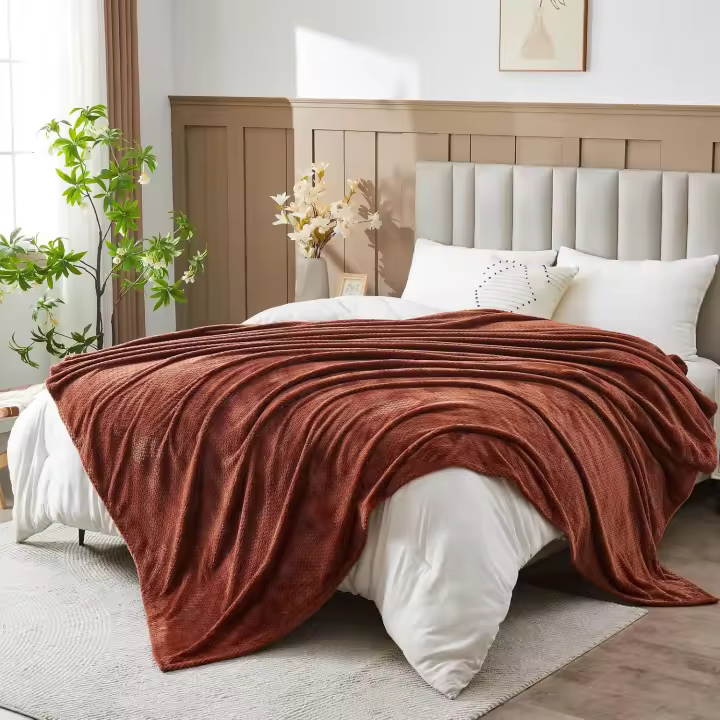 Super Soft Queen Blanket Taupe Premium Siy Flannel Fleece Leaves Pattern Lightweight Bed Blanket All Season Use (Taupe, Queen(90"x90")) - 1