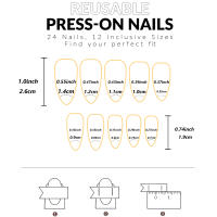 ARTAUG 24pcs Uñas Postizas De Prensa En Blanco De Tamaño Medio Cuadrado 3D Estéreo Con Alta Saturación Conjunto De Uñas Postizas Cubiertas Por Encima Para Mujeres Y Niñas Estilosas - details 25