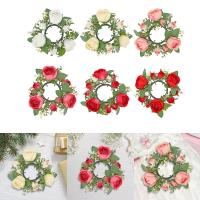 Anillo De Vela Para Coronas Artificiales De Flores Verdeza Rosa Decoración Para Sala De Estar Puerta Mesa Pascua - details 2