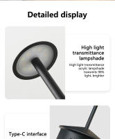 Lámpara De Mesa LED Recargable Creativa Para Comedor Con Iluminación Táctil 3 Niveles De Brillo Para Decoración De Dormitorio Bar Café Tabla Luz Moderna Estilo Iron - details 8