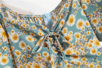 Vestido Mini De Verano Para Mujer Estampado Floral Chiffón Casual Cintura Natural Manga Larga Suelta Cierre De Cremallera - details 22