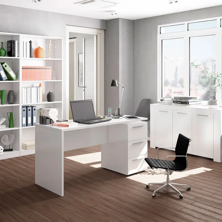 MESA DE ESCRITORIO CON CAJONERA 74X138X60 CM BLANCO ARTIK - 1